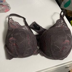 Pretty purple lace plunge bra